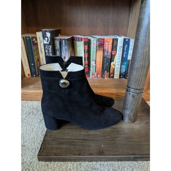 Vintage Amalfi Women's Size 8.5 M Black Leather Pillow Ankle Booties Boots Italy - Picture 2 of 8